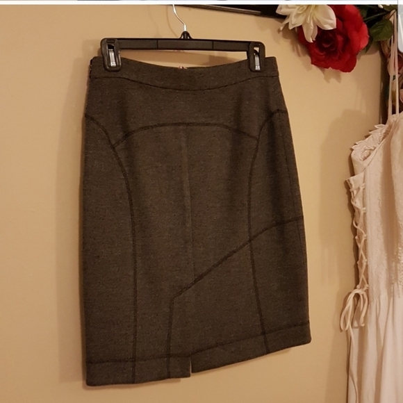 RARE Derek Lam Cashmere Wool Italian Gray Skirt Luxury Button Detail Spring Fall - Picture 5 of 8